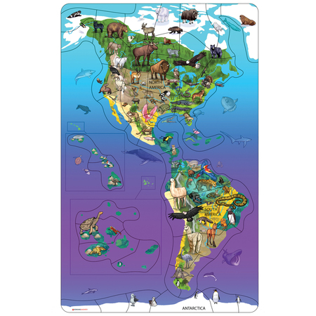 DOWLING MAGNETS Animal Magnetism® Magnetic Wildlife Map Puzzle - North + South America 734100